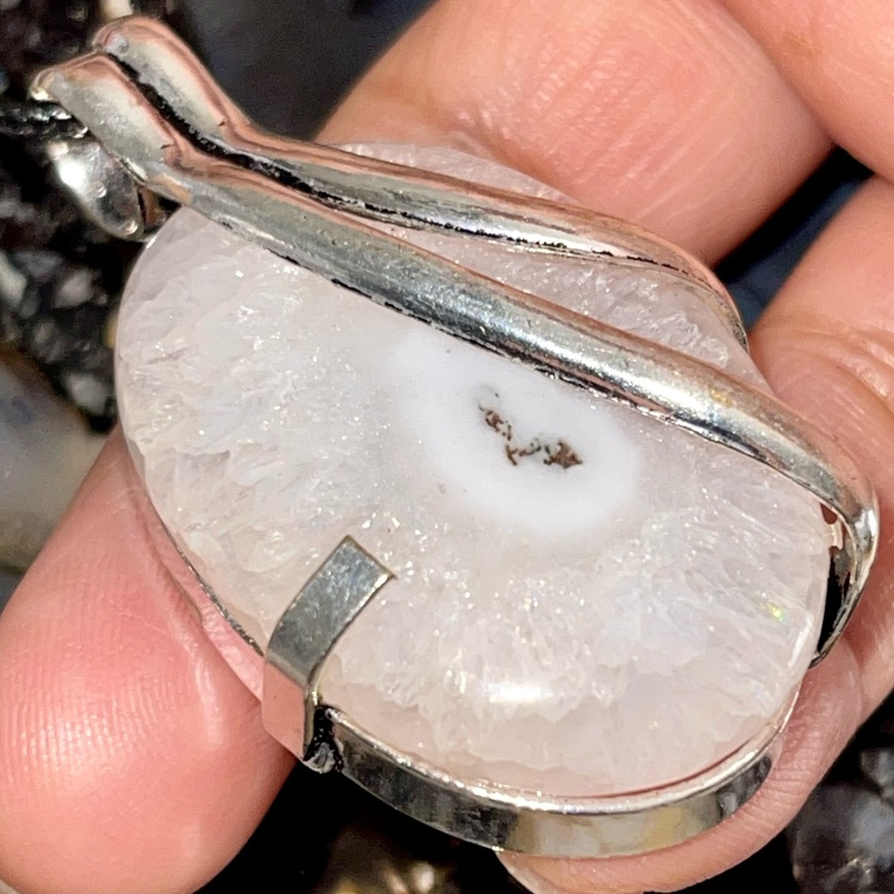 White Solar Quartz Pendant 2”